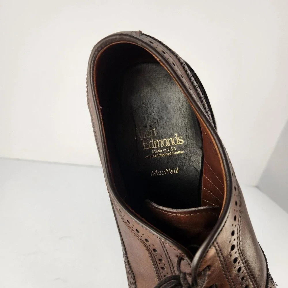 Allen Edmonds Men's 9D Brown Leather Wingtip Brogue Derby Dress Shoes USA